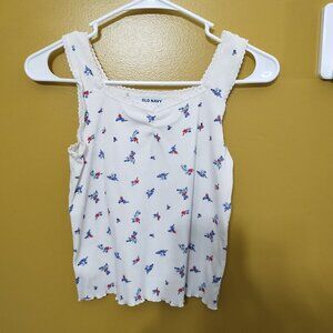 Old Navy Floral Ribbed Cotton Blend Lace Trimmed Crop Tank XS Y2K Cottage Boho